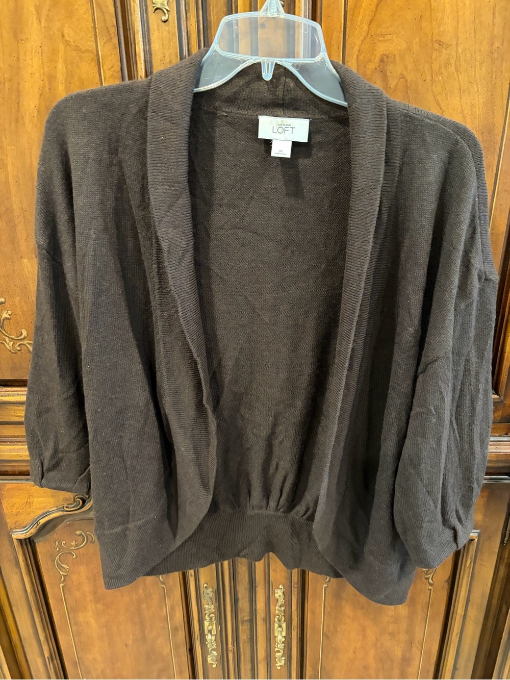 LOFT Brown Open-Front Draped Cardigan Like NEW